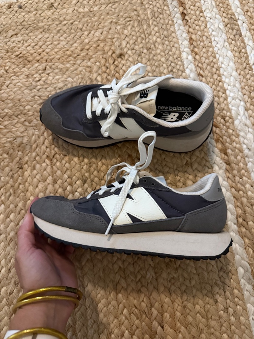 New Balance Women's Gray and White Retro Runner Sneakers